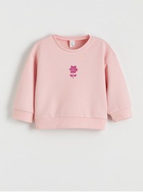 Resim LC Waikiki Pembe Çiçek Baskılı Kız Çocuk Soft Touch Sweatshirt ve Eşofman Altı 