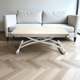 Resim Mini Juppo Üst Tabla Mdf Traverten Oval Köşe Alt Ayak Metal Dışa Veya Içe Kıvrım 