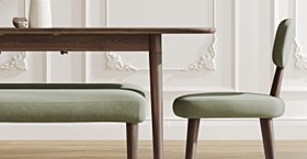 Resim Lyno 77x140 Cm Açılır Yemek Masası Takımı (2 Roa Bench & 2 Roa Sandalye) - Kadife - Karamel / Açık Meşe 