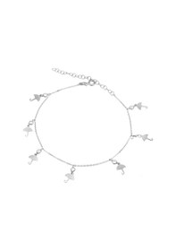 Resim Brezza Lusso Jewelry Şemsiye Figürlü Taşlı Gümüş Kadın Ayak Halhal Gümüş 