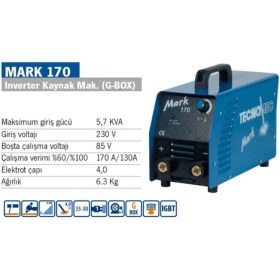 Resim Tecnomec Mark 170 170 Amper Inverter Kaynak Makinesi (G Box) 