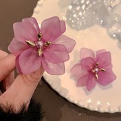 Resim 1 Çift Abartılı Moda Basit Şık Akrilik Çiçek Çivi Küpeler, Pembe Renkli Çiçekli Takı Aksesuarları 