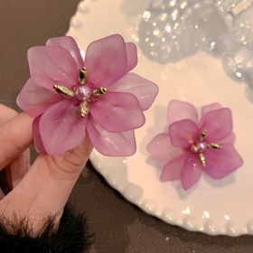 Resim 1 Çift Abartılı Moda Basit Şık Akrilik Çiçek Çivi Küpeler, Pembe Renkli Çiçekli Takı Aksesuarları 