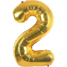 Resim Folyo Balon 2 Rakamı Helyum Balon 36 Cm Gold Renk - 2 Yaş Balonu - 2 Yaş Balon -2 Number Ballon Çok Renkli 