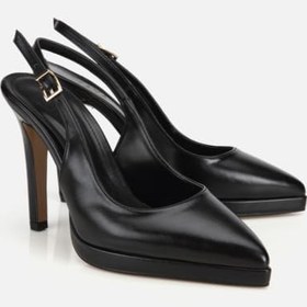 Resim HOTİÇ Kadın Siyah Sivri Burunlu Platformlu Yüksek Topuklu Arkası Açık Stiletto 