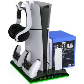 Resim Tp5-3570 Multi Fonksiyonel Ps5 Slim/ Ps5 Dijital Rgb Işıklı Soğutma Ve Şarj İstasyonu Siyah 