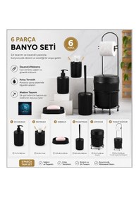 Resim Premium Lüks 6 Lı Banyo Aksesuar Seti Modern Tasarım Siyah 