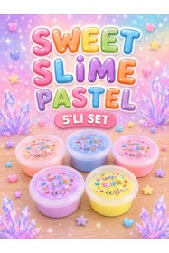 Resim ümit toys Sweet Slime Pastel 5’li Set - Parlak Şeffaf Yumuşak Esnek Slime Oyuncak 