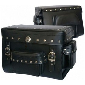 Resim Motosiklet Deri Arka Çanta Siyah Choper Model Ar-38 Cruis Motorcu Çantası Siyah 