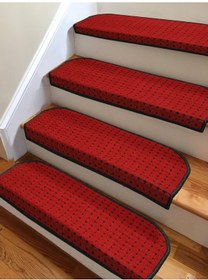 Resim Kırmızı Kendinden Yapışkanlı Merdiven Basamak Paspası / Halısı (307160066) 