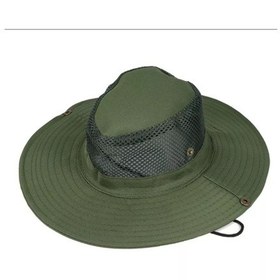 Resim Reva Snap Düğmeli Yürüyüş Ve Avcılık Panama Şapkası Fileli Unisex Haki 