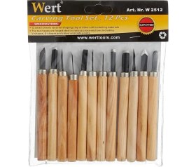 Resim AyrStore W 2512, Ahşap Oyma Bıçak Seti 12 Parça, Siyah 
