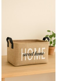 Resim Home Baskılı Jüt Çamaşır Kirli Oyuncak Sepeti 30 X 22 X 18 Çok Renkli 