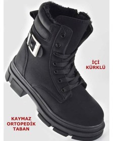 Resim Twingo Kız Çocuk Siyah Fermuarlı Kürklü Bot Siyah 