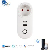 Resim Ewelink Uyumlu Wifi Akıllı Prizi: Akıllı Telefon Uygulaması İle Kontrol, Zamanlama Ve Ses Komutu Desteği, 2 Usb Şarj Portu 5v 2.1a 