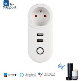 Resim Ewelink Uyumlu Wifi Akıllı Prizi: Akıllı Telefon Uygulaması İle Kontrol, Zamanlama Ve Ses Komutu Desteği, 2 Usb Şarj Portu 5v 2.1a 