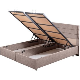 Resim Sofia İkili Set, Sofia Çift Kişilik Baza Başlık Seti Açık Kahve 140 x 190 