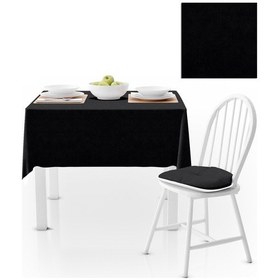 Resim Siyah Düz Renk Petek Dokuma Masa Örtüsü 140x220 