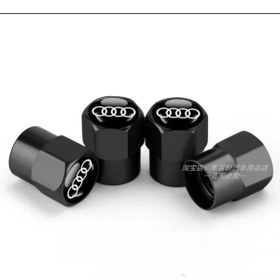 Resim İKTUNING AUDI LOGOLU ALÜMİNYUM KAPLAMA 4 ADET SİBOP KAPAK (SİYAH-SİYAH) 