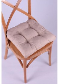 Resim Altınpamuk Altınpamuk Lina Pofidik Bej Sandalye Minderi Özel Dikişli Bağcıkl 