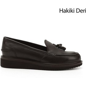 Resim GÖNDERİ(R) Kadın Kahve Antik Dolgu Taban Hakiki Deri Loafer Ayakkabı 