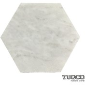Resim Tuqco Doğaltaş 8" Hexagon Carrara Honlu Mermer Mozaik 