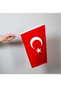 Resim Türk Bayrağı 20x30 Cm Alpaka Kumaş - Sopalı-5 Adet - 150 X 225 CM 