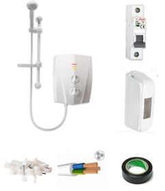 Resim Veito Banyo Tipi Elektrikli Şofben V1200 7 Mt Kablolu Tam Takım Set 