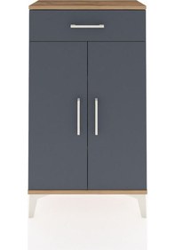 Resim Arges Komodin 2 Raflı Tek Çekmeceli 2 Kapaklı 60x30x106 Çam-antrasit Atlas Çam 