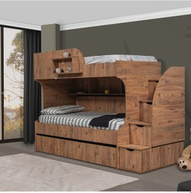 Resim Setay Mobilya 90x200 Aura 3'lü Yavrulu Ranza - Ceviz 