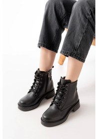 Resim Siyah Galata Bağcıklı Fermuarlı Günlük Kadın Bot Siyah 