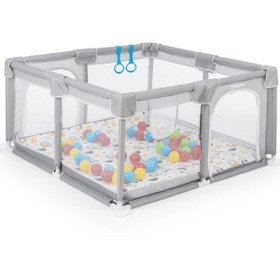 Resim Playard Güvenli Bebek Ve Çocuk Oyun Alanı Oyun Parkı 120x120 Oyun Matı Topları Ve Yataklı - Açık Gri 