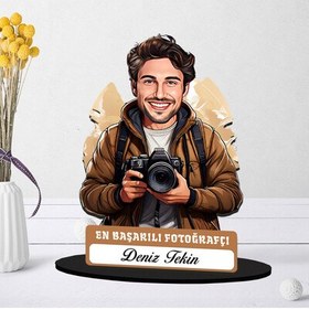 Resim Kişiye Özel Erkek Fotoğrafçıya Hediye Karikatürlü Biblo 
