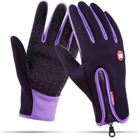Resim Mor Yeni Kış Eldiven Erkek Kadın Dokunmatik Soğuk Su Geçirmez Motosiklet Eldiven Erkek Açık Spor Artı Kadife Sıcak Koşu Kayak Eldiveni 