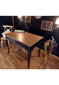Resim Wooding-Mobilya Wooding 100 Cm Masif Lacivert Naturel Yemek Masası 