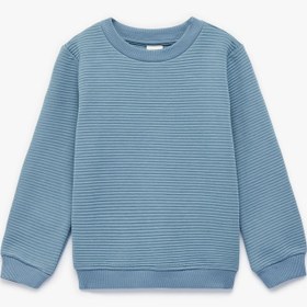 Resim Erkek Bebek Bisiklet Yaka Dokulu Uzun Kollu Sweatshirt 