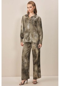 Resim Guitar Geniş Paça Çok Renkli Saten Pantolon Çok Renkli 