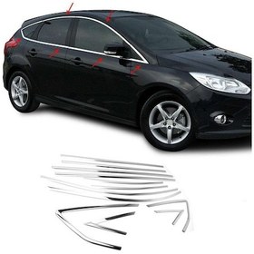 Resim Ford Focus Uyumlu Hatchback 2011 2018 Cam Çıtası Krom 