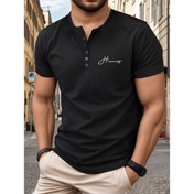 Resim Erkeklerin Günlük Yaka Kısa Kollu Polyester Sweatshirt, Yetişkin Düz Renk Örgü Kumaş, Hafif Esnek, Ev ve Açık Hava Kullanımı İçin Uygun 