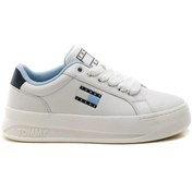 Resim Tommy Hilfiger Kadın Marka Logolu Platform Topuklu Şık Görünüşlü Gündelik Kullanıma Uygun Beyaz Snea 