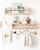 Resim Jaju Baby 50 Cm 2li Naturel Raf Askılık Montessori Çocuk Odası Aksesuar Dekorasyon 