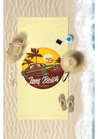 Resim Vevien Tong Beach Car Dijital Baskılı Plaj Havlusu Sarı 75x150 Cm 