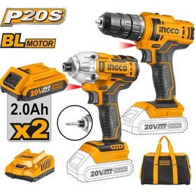 Resim Ingco Ing-CKLI2016 Li-İon Akülü 2'li Kombo Set - Matkap Ve Vidalama 20 V 2.0 AH 