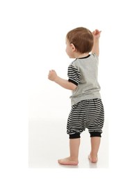 Resim Denokids Rakun Erkek Bebek T-shirt Kısa Pantolon Takım Gri 