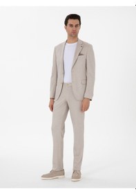 Resim Cacharel Bej Slim Fit Dokulu Takım Elbise 