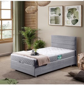Resim Sofia Tek Kişilik Baza Başlık Comfort Yatak Seti Açık Gri 90 x 190 