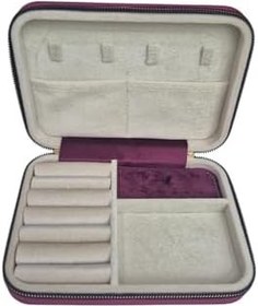 Resim Büyük Boy (14×21) Kadife Düzenleyici Takı Saklama Kutusu Seyehat Çantasi Ahşap Kasa 