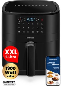 Resim Smartfry Dijital Dokunmatik 10 Ön Ayarlı 6 Litre Airfryer Yağsız Kızartma Sıcak Hava Fritöz 