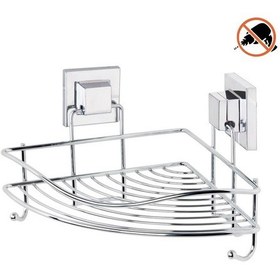 Resim Easyfix Yapışkanlı Banyo Rafı Şampuanlık Kancalı Köşe Rafı Krom Gümüş 