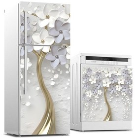 Resim Buzdolabı Ve Bulaşık Makinası Beyaz Eşya Sticker Kaplama 3D Grili 